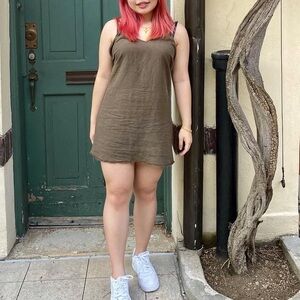 Green Casual Sleeveless Spaghetti Strap Mini Dress